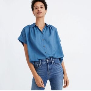 Madewell Central Drapey Chambray Buttondown Top, M